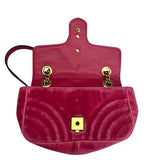 Pre-owned gucci-marmont-medium-pink-suede-leather-bag-front