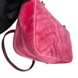 Pre-owned gucci-marmont-medium-pink-suede-leather-bag-front