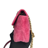 Pre-owned gucci-marmont-medium-pink-suede-leather-bag-front