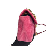 Pre-owned gucci-marmont-medium-pink-suede-leather-bag-front