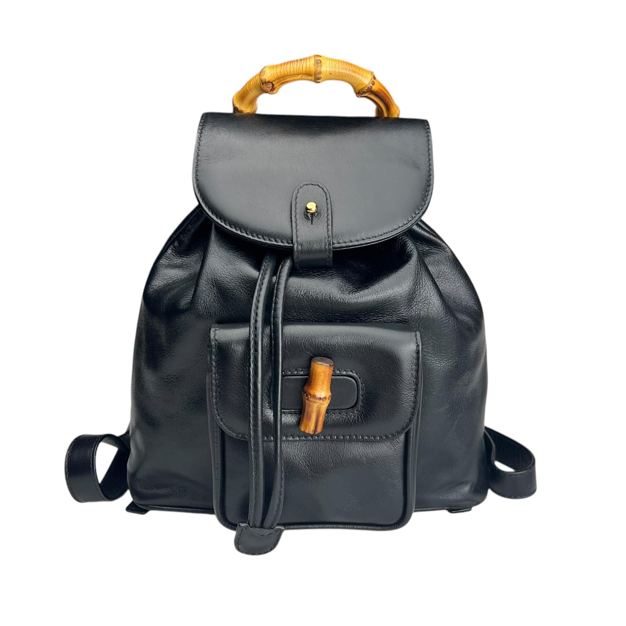 Pre-owned Gucci Bamboo Drawstring Leather Backpack backpack main image