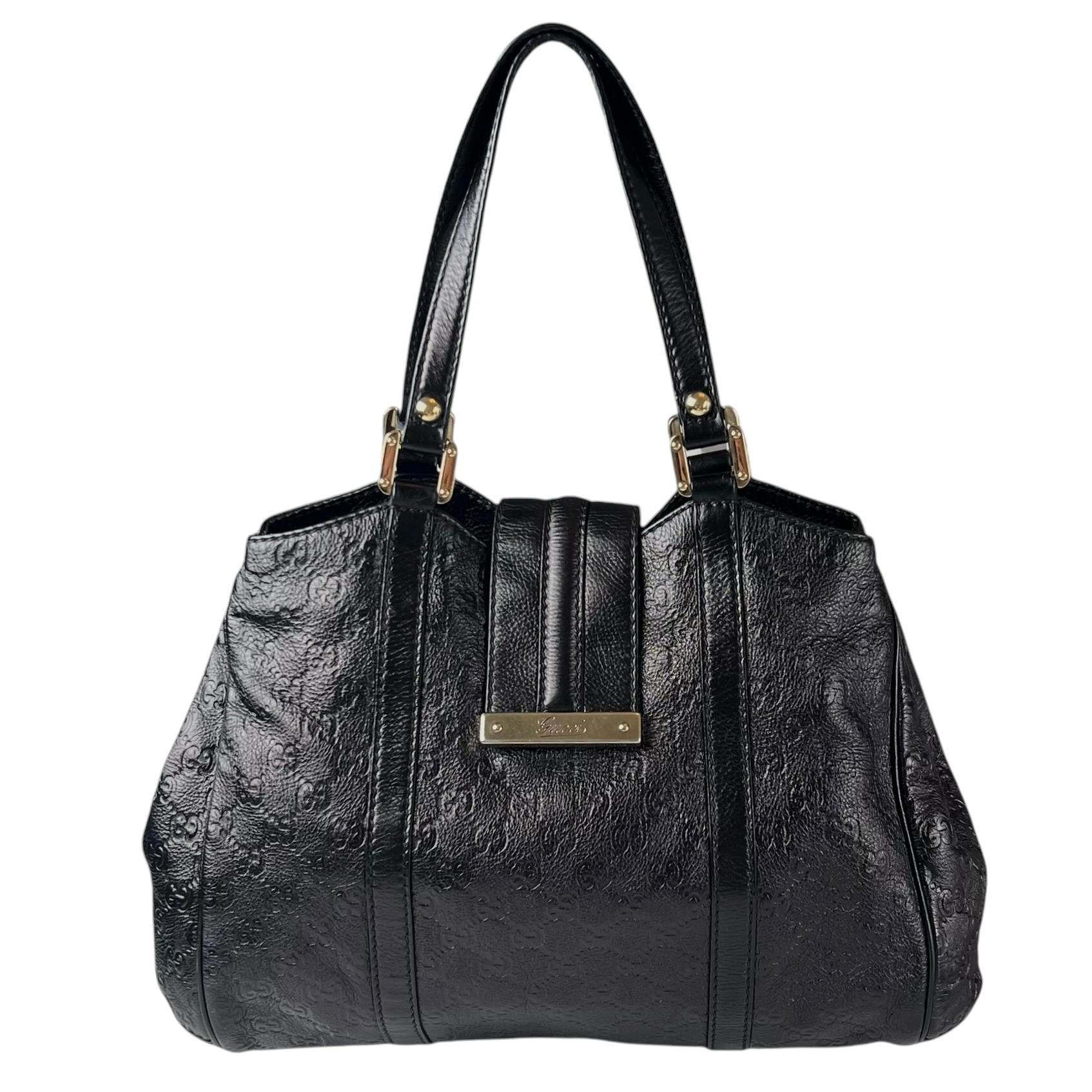 Pre-owned Gucci Charmy Black Monogram leather Tote Bag tote bag main image