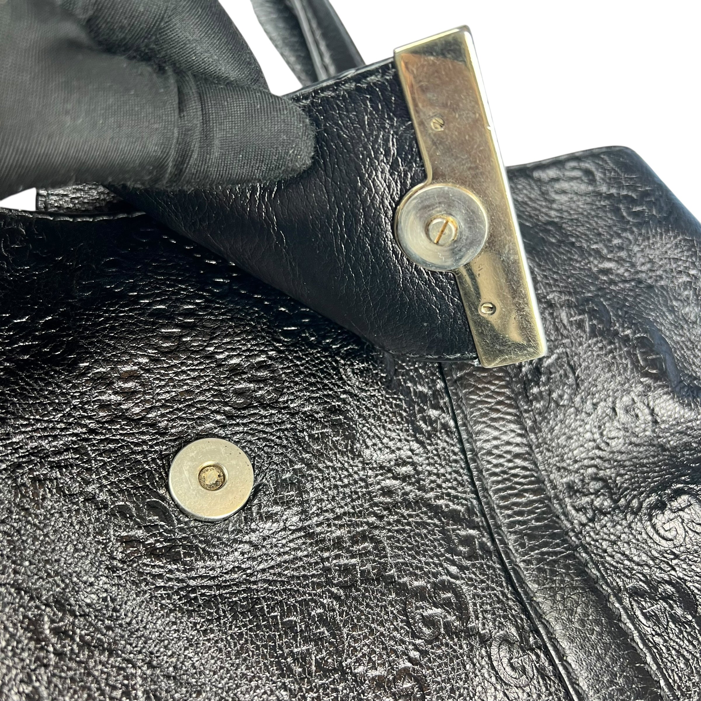 Pre-owned Gucci Charmy Black Monogram leather Tote Bag tote bag