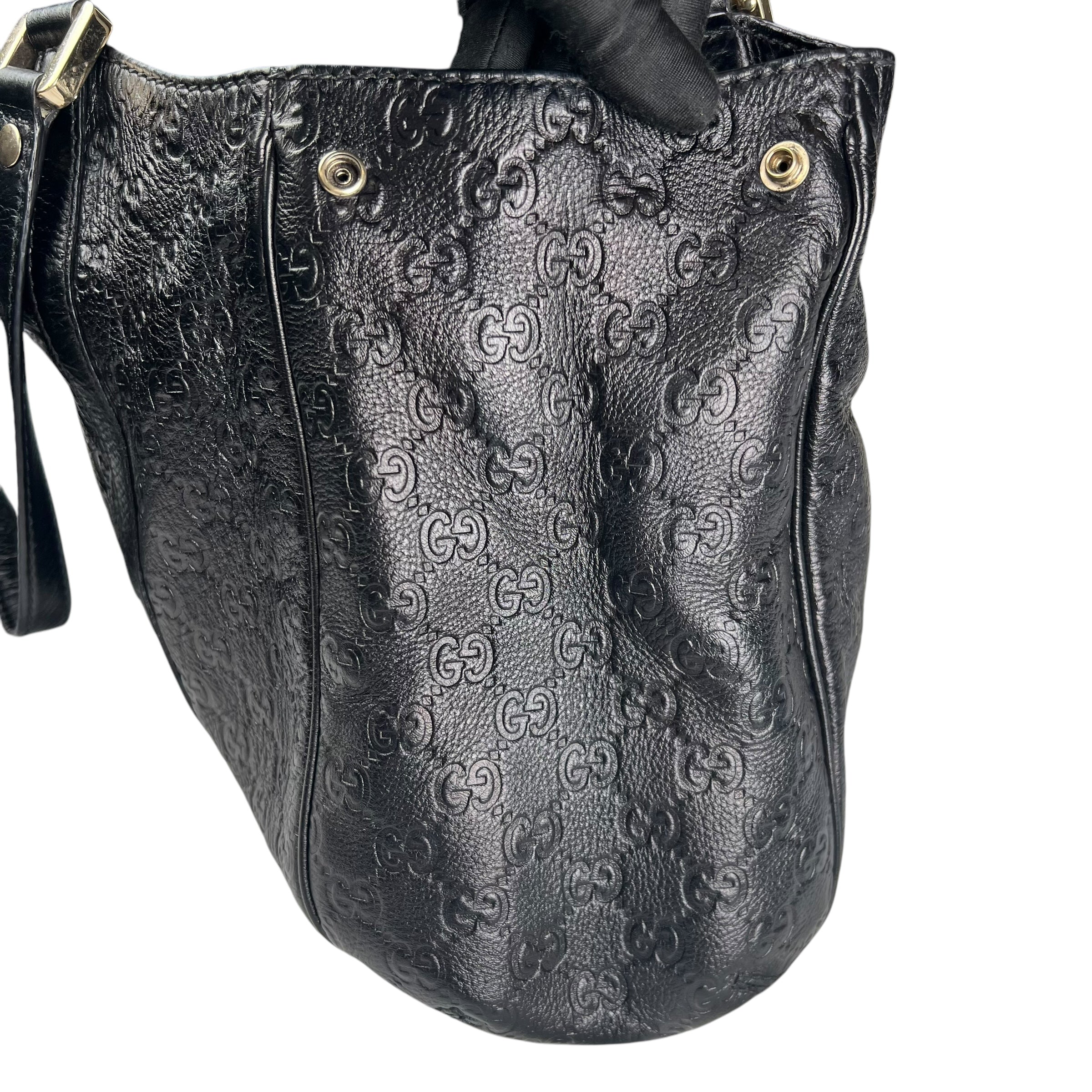 Pre-owned Gucci Charmy Black Monogram leather Tote Bag tote bag