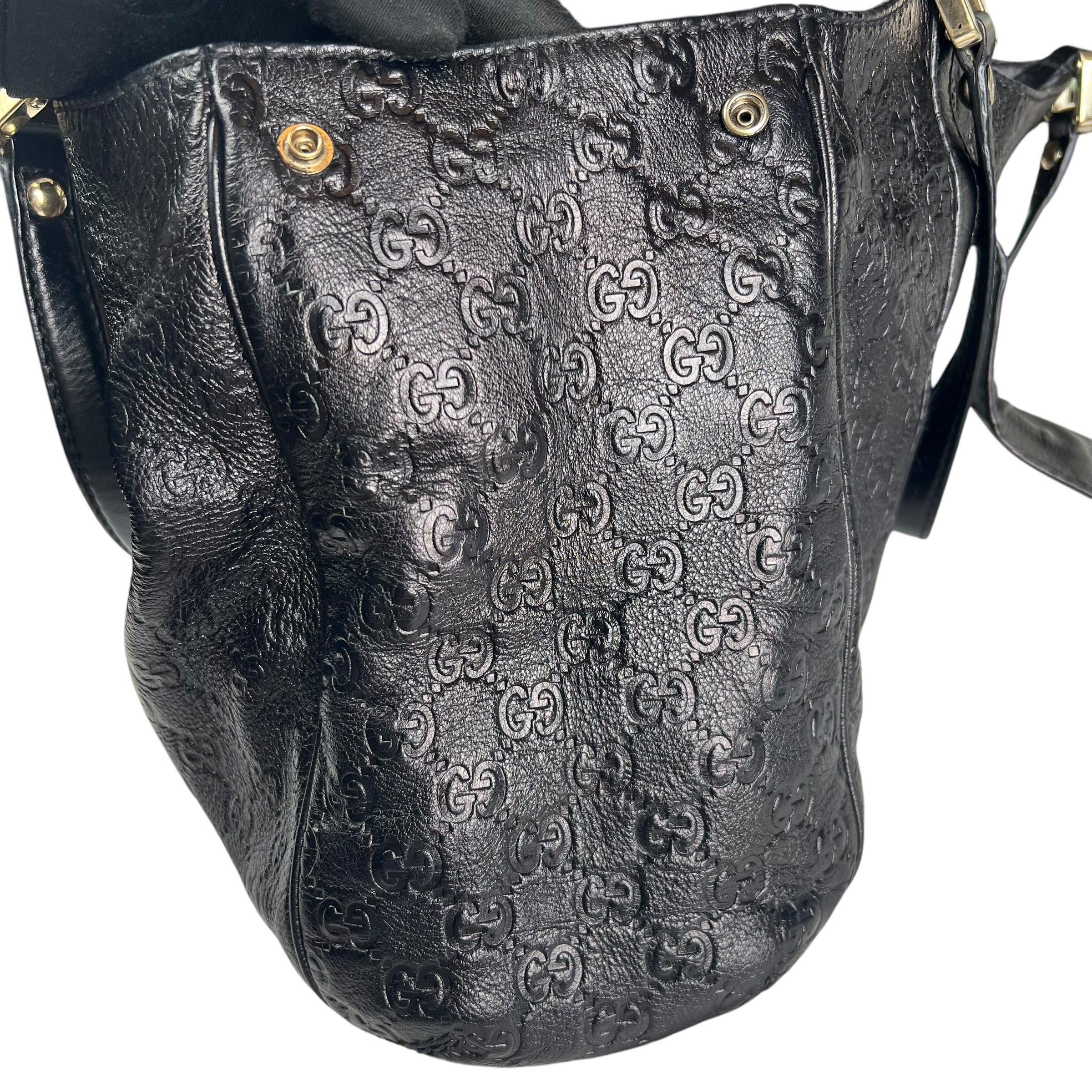 Pre-owned Gucci Charmy Black Monogram leather Tote Bag tote bag