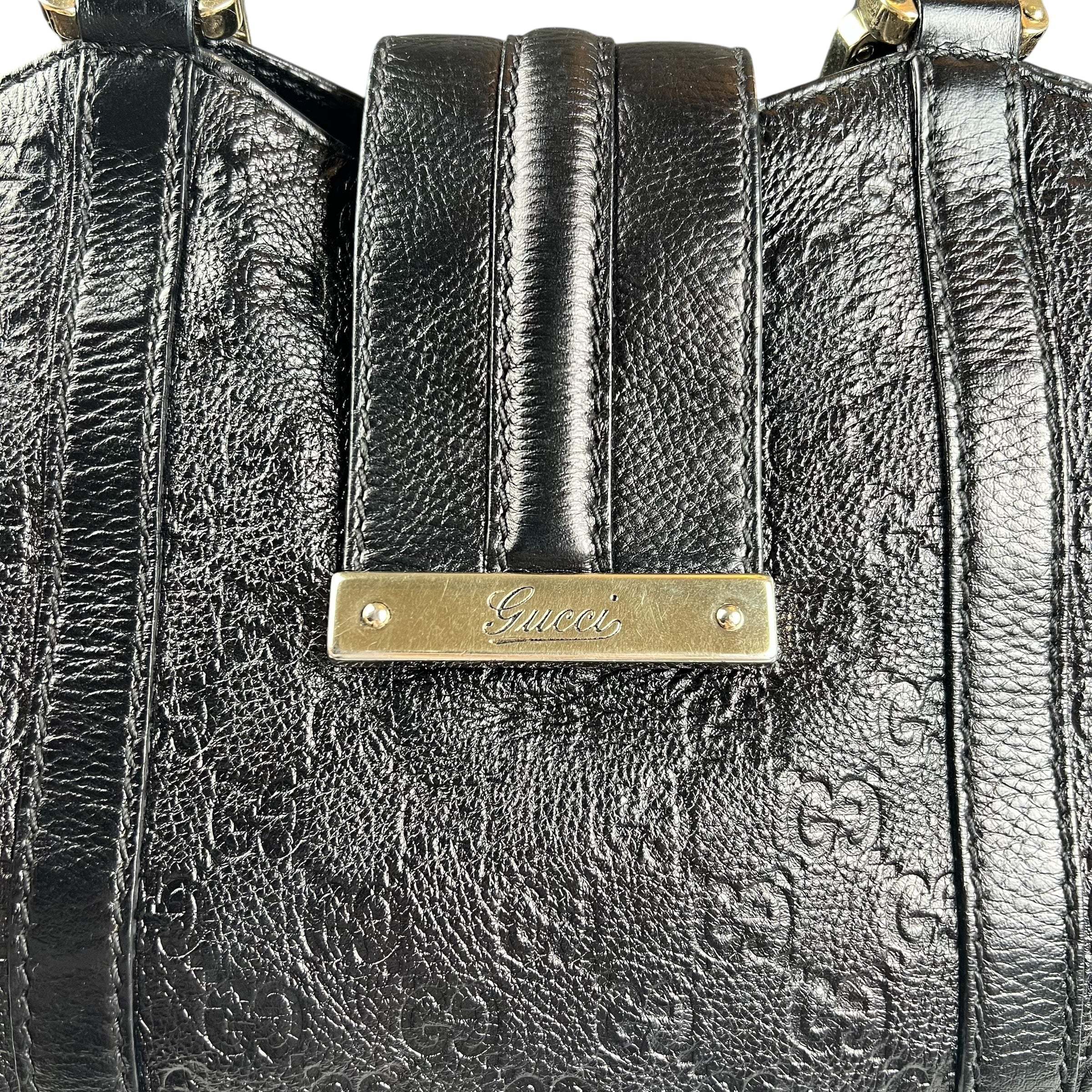 Pre-owned Gucci Charmy Black Monogram leather Tote Bag tote bag