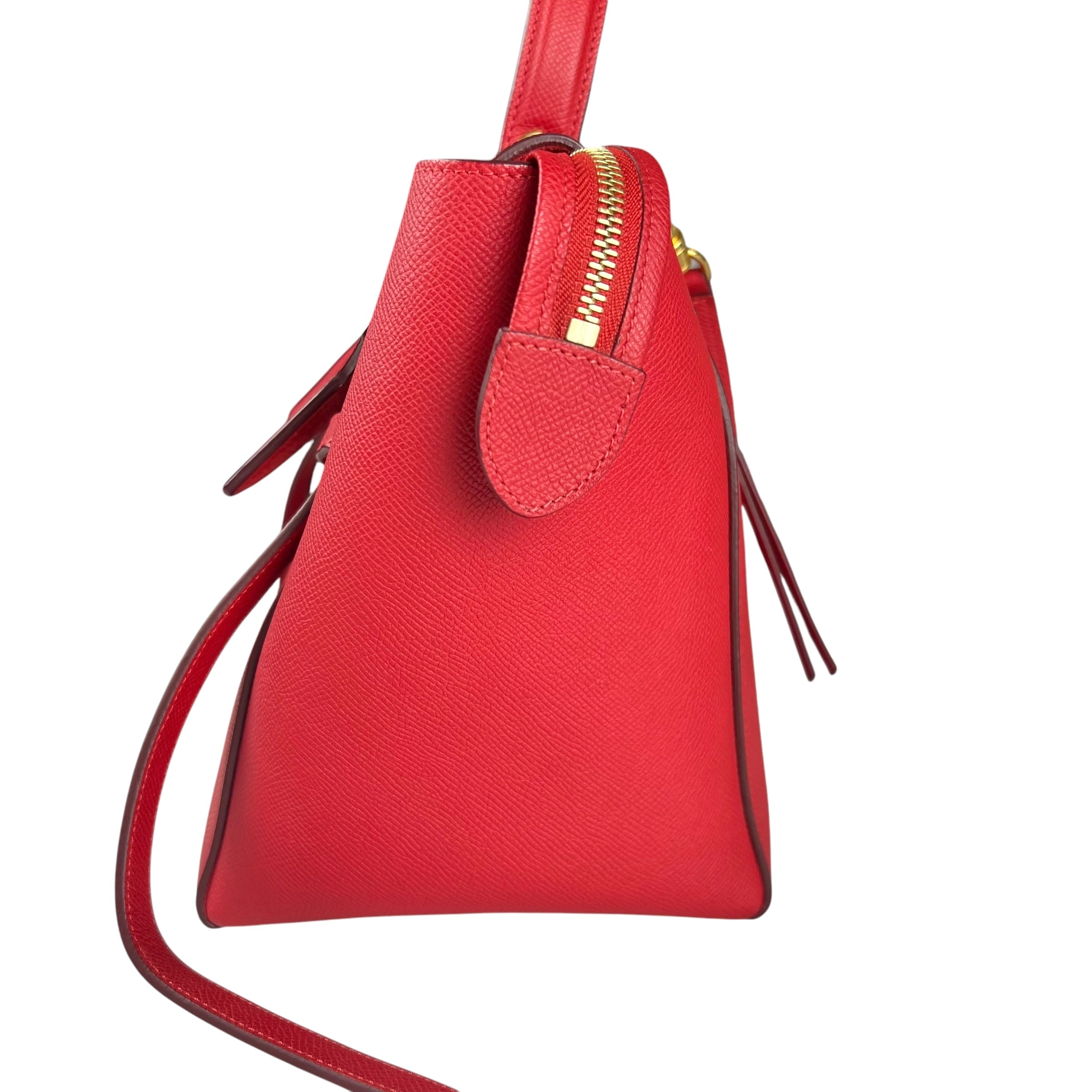 Pre-owned celine-belt-model-red-grained-leather-shoulder-bag-front