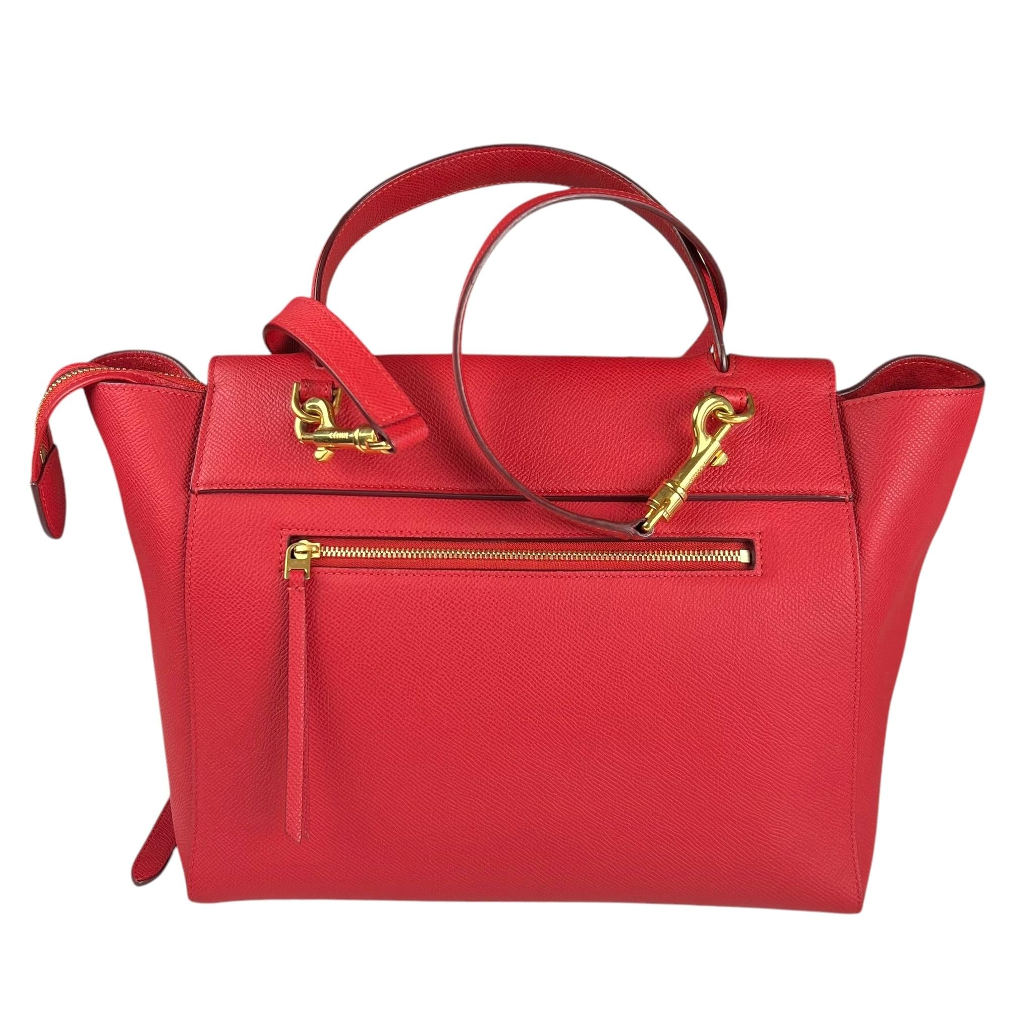 celine-belt-model-red-grained-leather-shoulder-bag-back