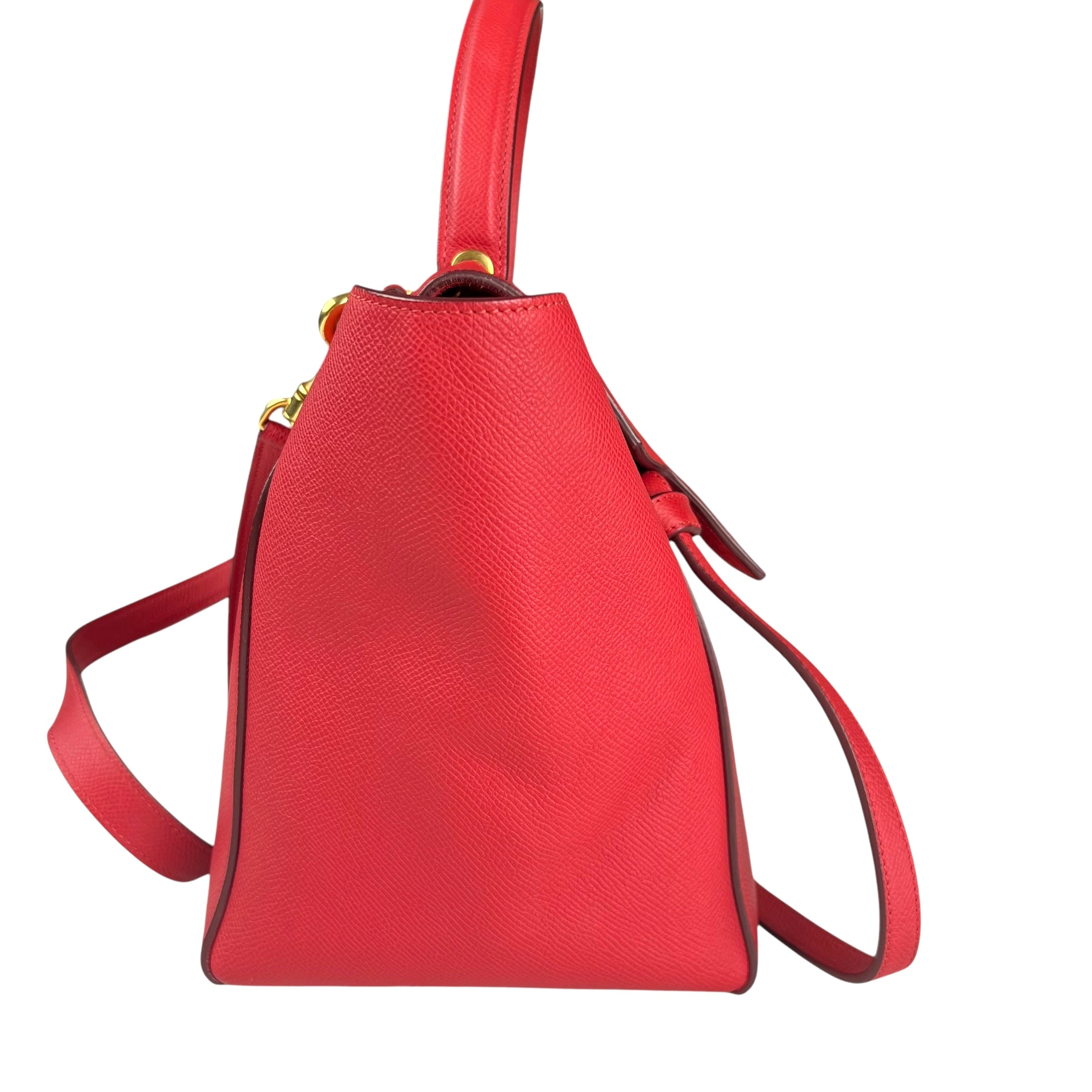 Pre-owned celine-belt-model-red-grained-leather-shoulder-bag-front
