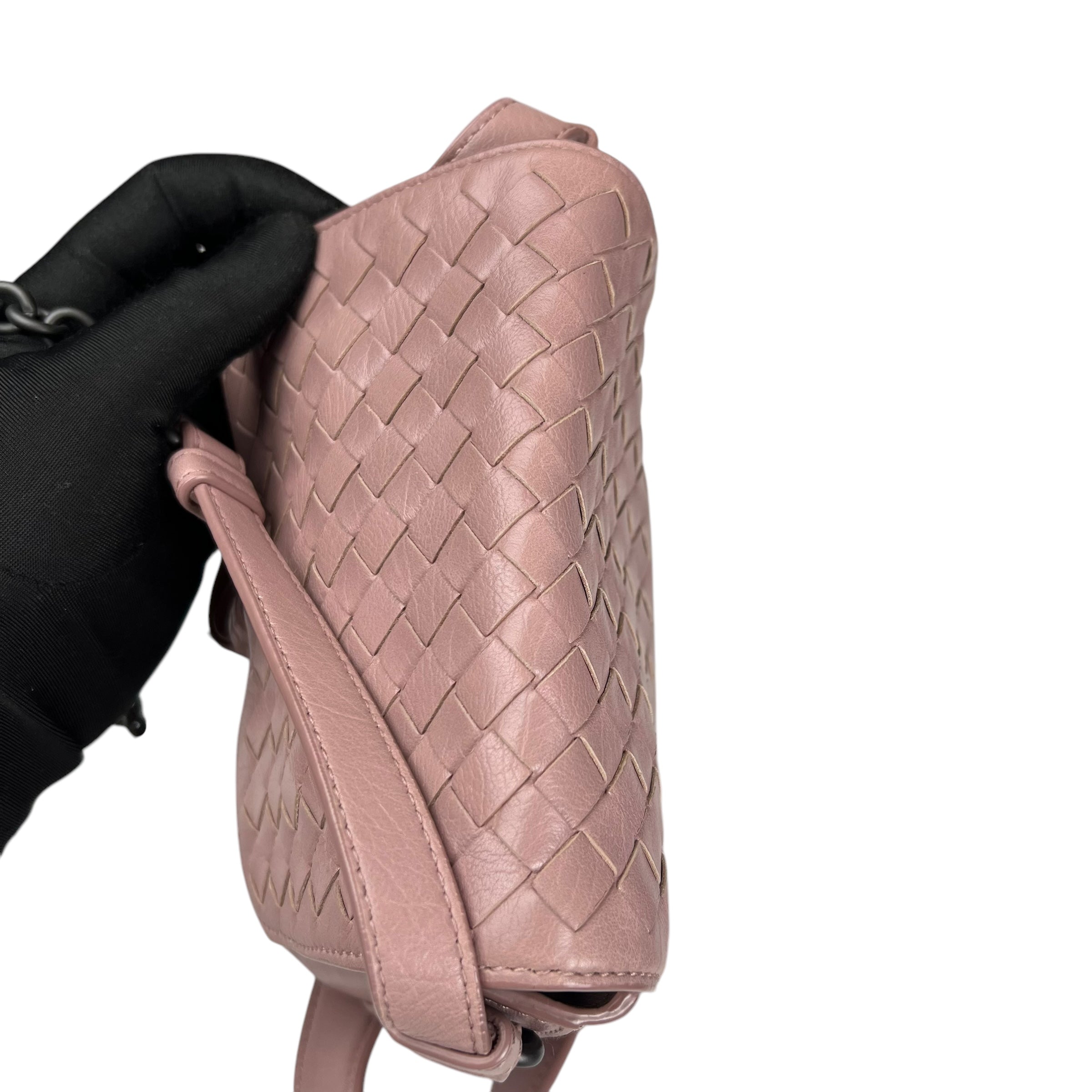 Pre-owned bottega-veneta-intrecciato-nappa-leather-shoulder-bag-front