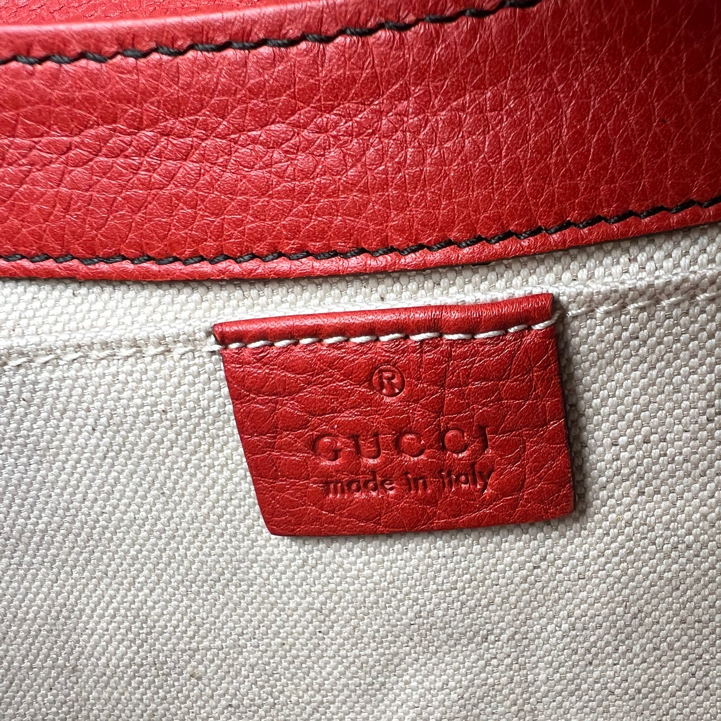 Pre-owned Gucci GG ssima Red Emily Leather Chain Shoulder Bag shoulder bag