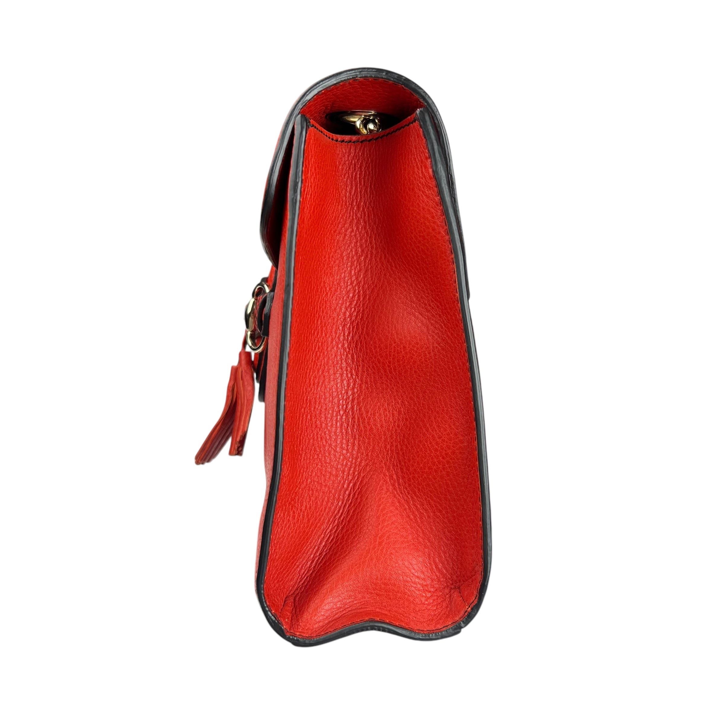 Pre-owned Gucci GG ssima Red Emily Leather Chain Shoulder Bag shoulder bag