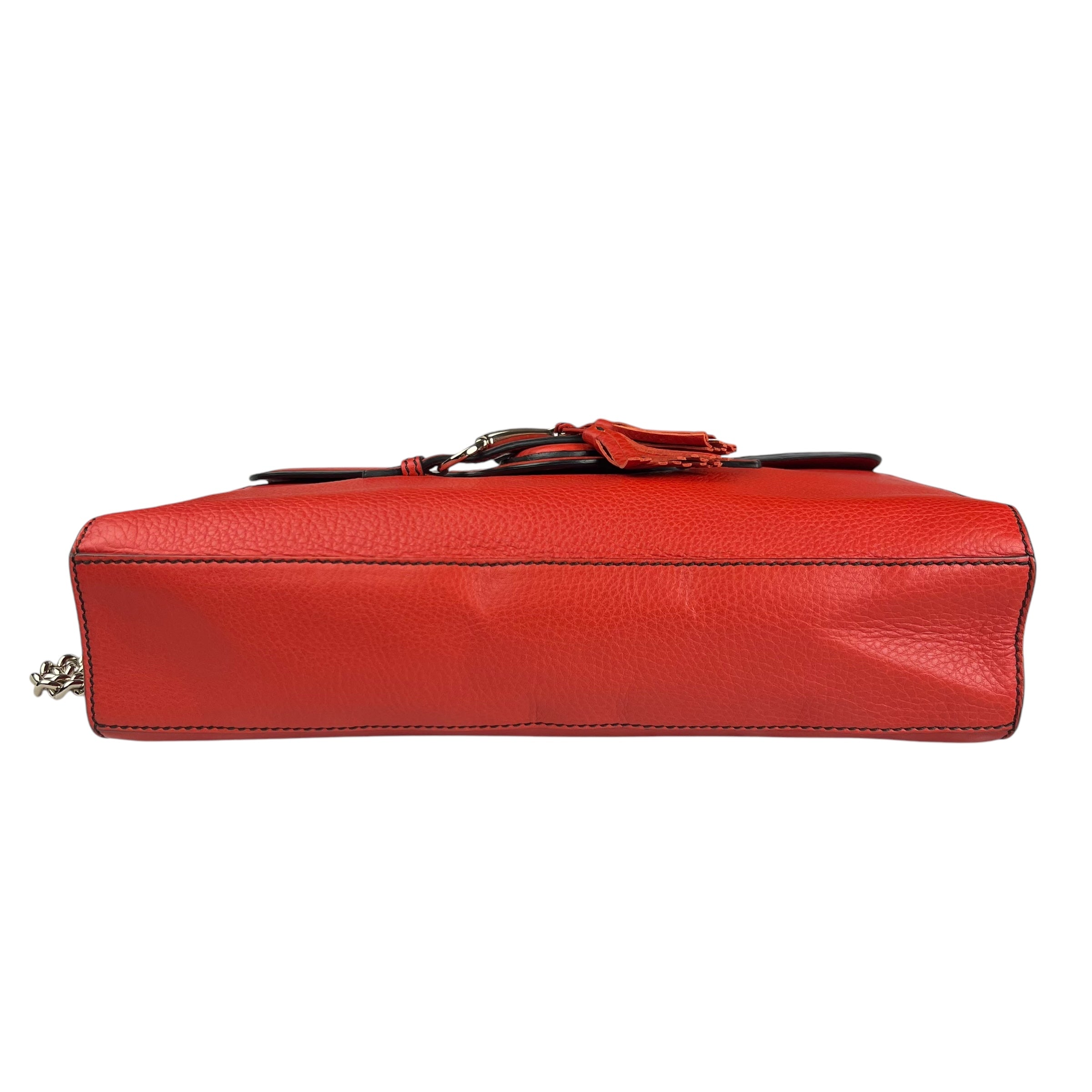Pre-owned Gucci GG ssima Red Emily Leather Chain Shoulder Bag shoulder bag