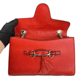 Pre-owned Gucci GG ssima Red Emily Leather Chain Shoulder Bag shoulder bag