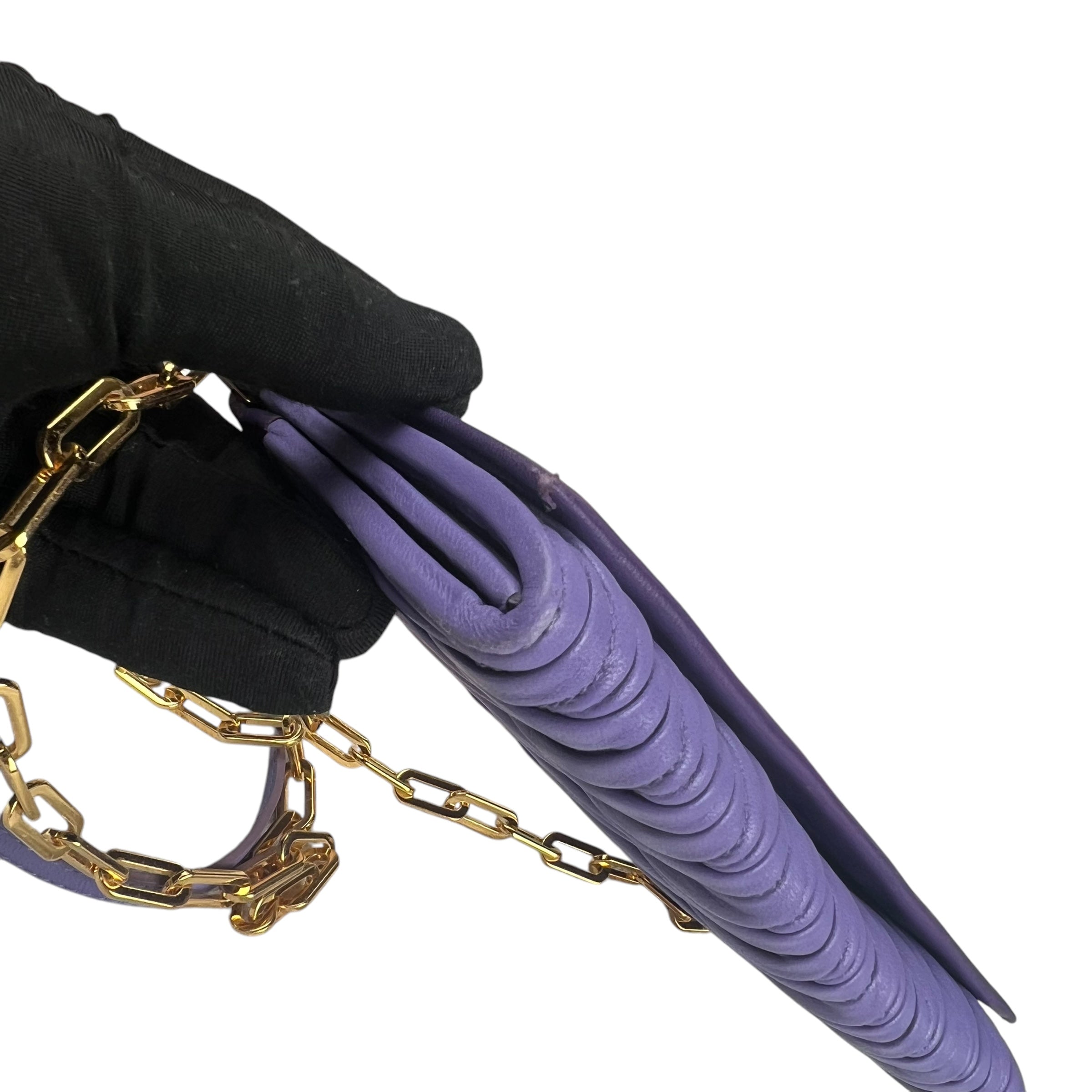 Pre-owned miu-miu-purple-matelasse-leather-flap-crossbody-bag-front