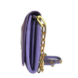 Pre-owned miu-miu-purple-matelasse-leather-flap-crossbody-bag-front