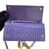 Pre-owned miu-miu-purple-matelasse-leather-flap-crossbody-bag-front