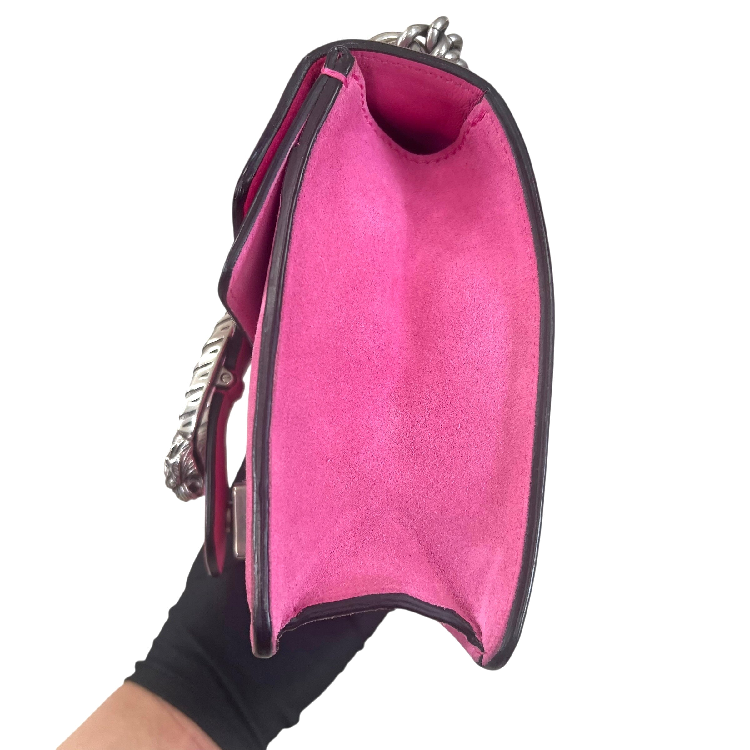 Pre-owned gucci-dionysus-medium-pink-suede-handbag-front