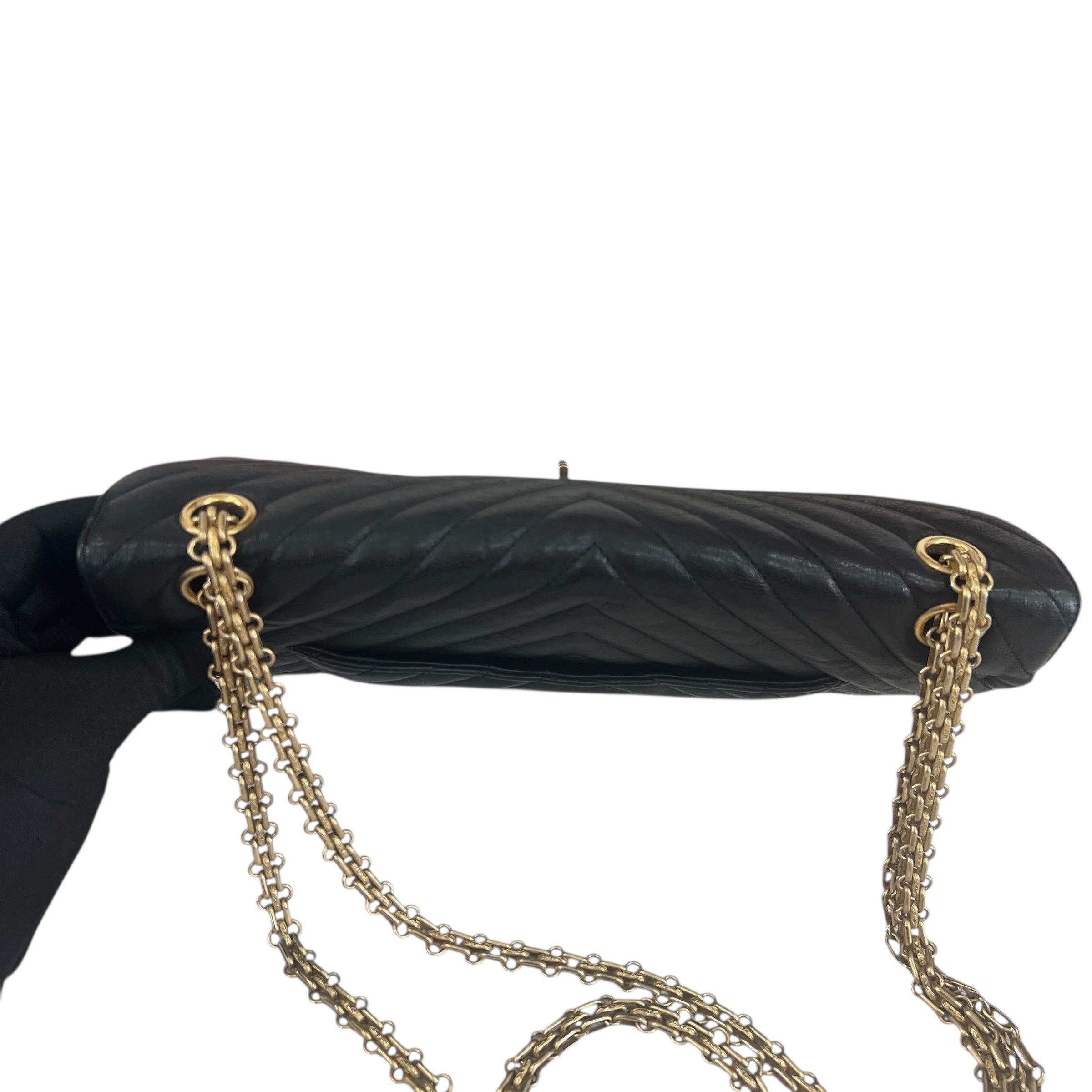 Pre-owned chanel-classic-timeless-2-55-black-caviar-leather-gold-hardware-bag-front