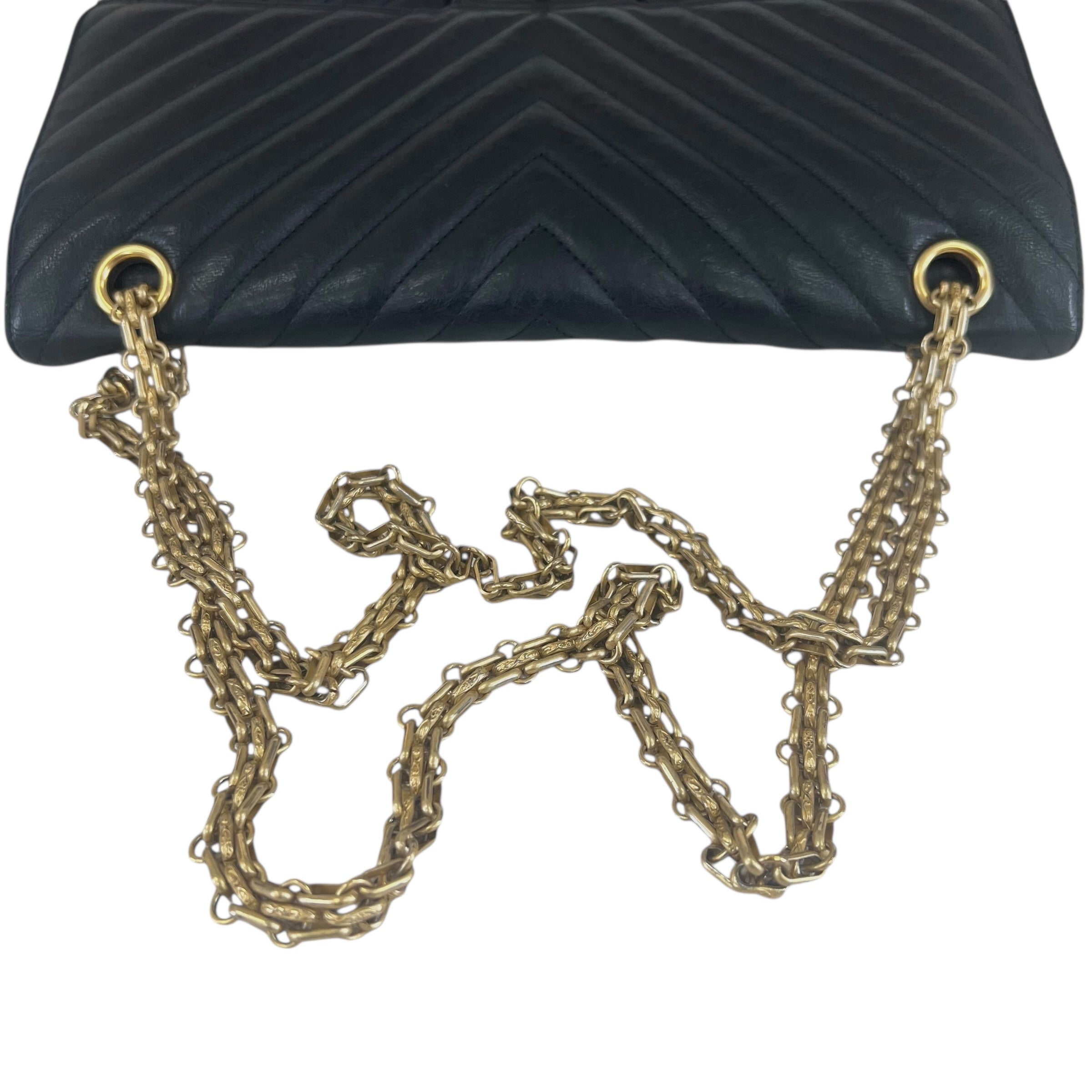 Pre-owned chanel-classic-timeless-2-55-black-caviar-leather-gold-hardware-bag-front