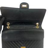 Pre-owned chanel-classic-timeless-2-55-black-caviar-leather-gold-hardware-bag-front