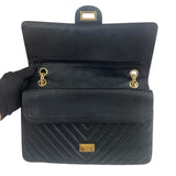 Pre-owned chanel-classic-timeless-2-55-black-caviar-leather-gold-hardware-bag-front