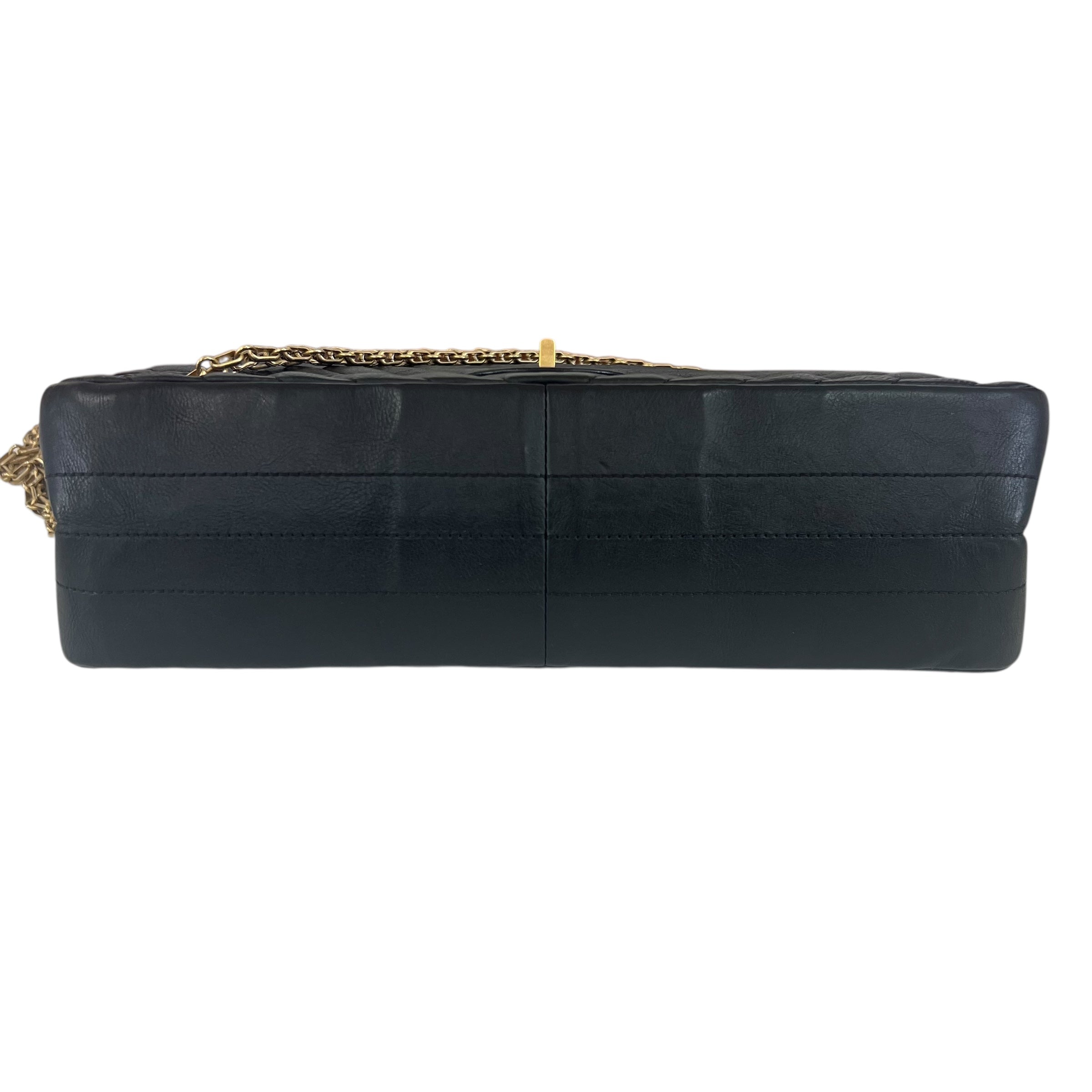 Pre-owned chanel-classic-timeless-2-55-black-caviar-leather-gold-hardware-bag-front