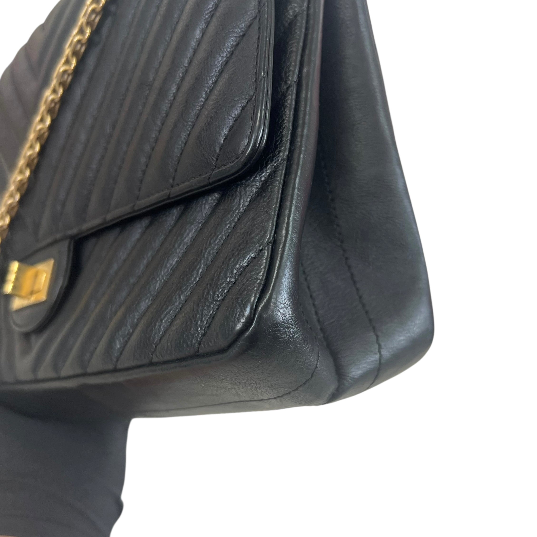 Pre-owned chanel-classic-timeless-2-55-black-caviar-leather-gold-hardware-bag-front
