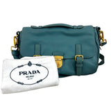 Pre-owned prada-vitello-daino-push-lock-messenger-bag back view