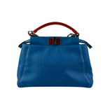 Fendi Blue/Orange Leather Mini Peekaboo Top Handle Bag