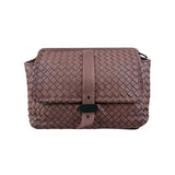 Pre-owned bottega veneta leather intrecciato double sided flap shoulder bag front