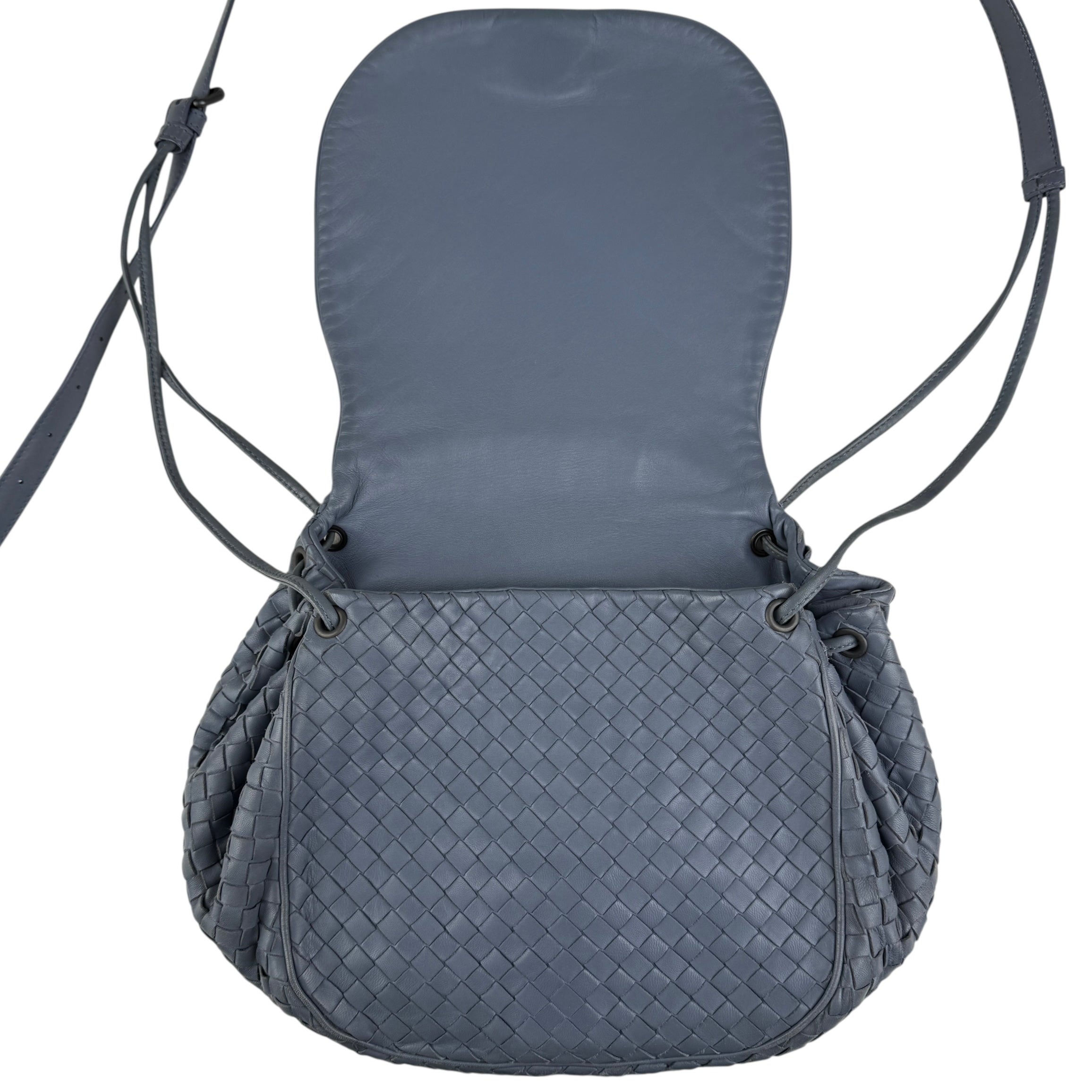 Pre-owned bottega veneta intrecciato flap crossbody front