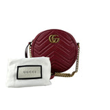 Pre-owned gucci-gg-marmont-round-leather-crossbody-bag back view