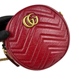 Pre-owned gucci-gg-marmont-round-leather-crossbody-bag