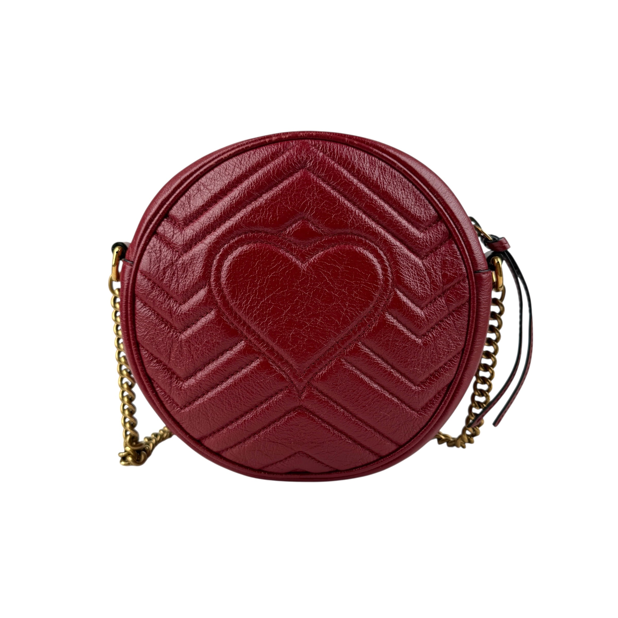 Pre-owned gucci-gg-marmont-round-leather-crossbody-bag