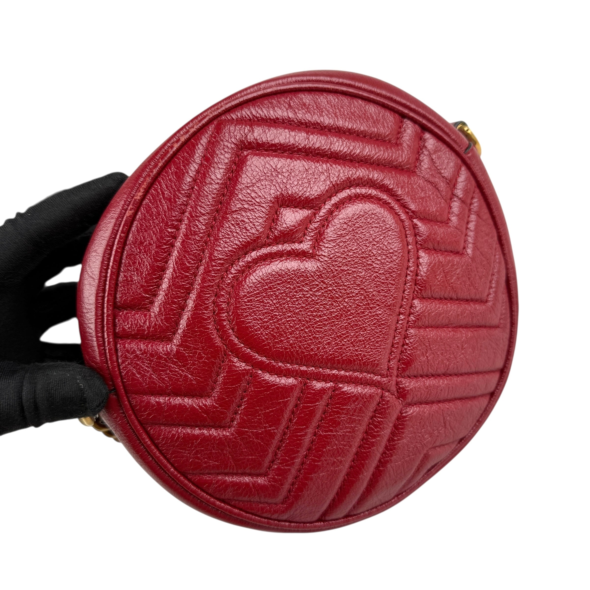 Pre-owned gucci-gg-marmont-round-leather-crossbody-bag