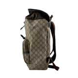 Pre-owned gucci-single-buckle-backpack-gg-supreme-canvas-brown