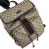 Pre-owned gucci-single-buckle-backpack-gg-supreme-canvas-brown