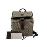 Pre-owned gucci-single-buckle-backpack-gg-supreme-canvas-brown back view