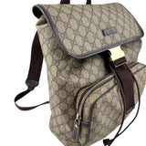 Pre-owned gucci-single-buckle-backpack-gg-supreme-canvas-brown