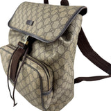 Pre-owned gucci-single-buckle-backpack-gg-supreme-canvas-brown