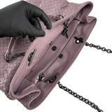 Pre-owned bottega veneta lilac intrecciato leather double chain tote front