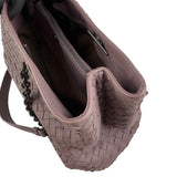 Pre-owned bottega veneta lilac intrecciato leather double chain tote front