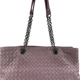Pre-owned bottega veneta lilac intrecciato leather double chain tote front