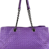 Pre-owned bottega veneta intrecciato purple tote bag front