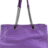 Pre-owned bottega veneta intrecciato purple tote bag front