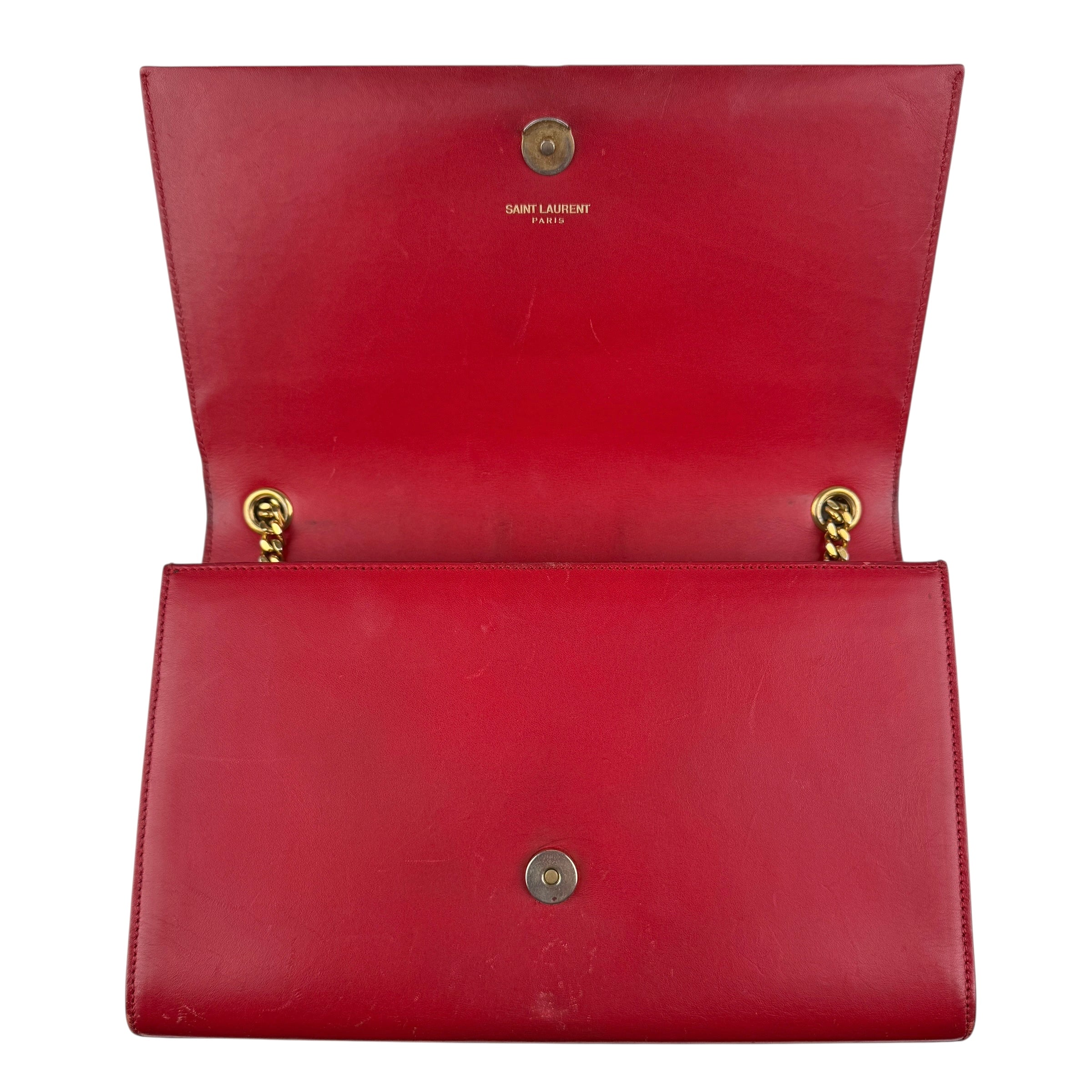 Pre-owned saint laurent red leather kate tassel shoulder bag front