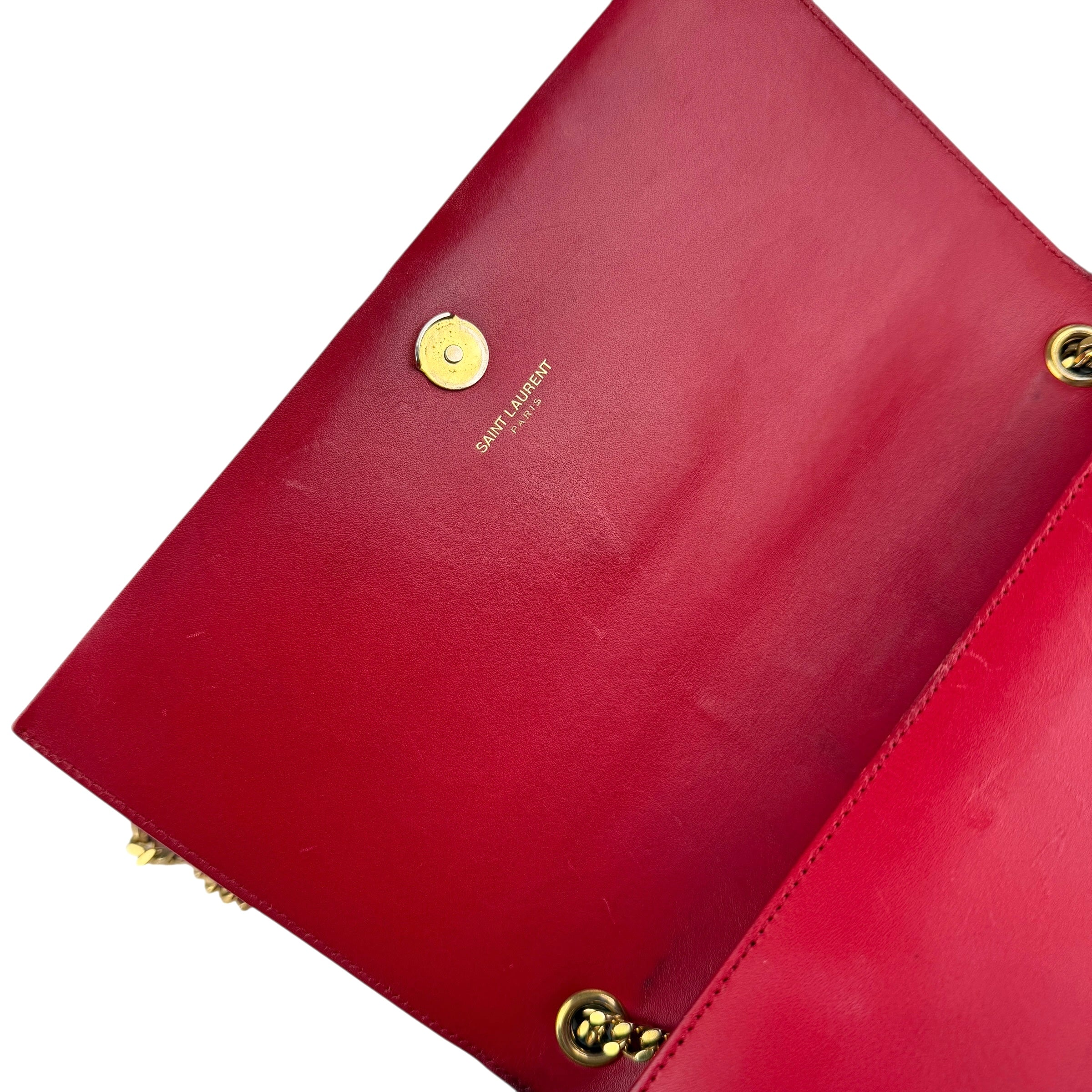 Pre-owned saint laurent red leather kate tassel shoulder bag front