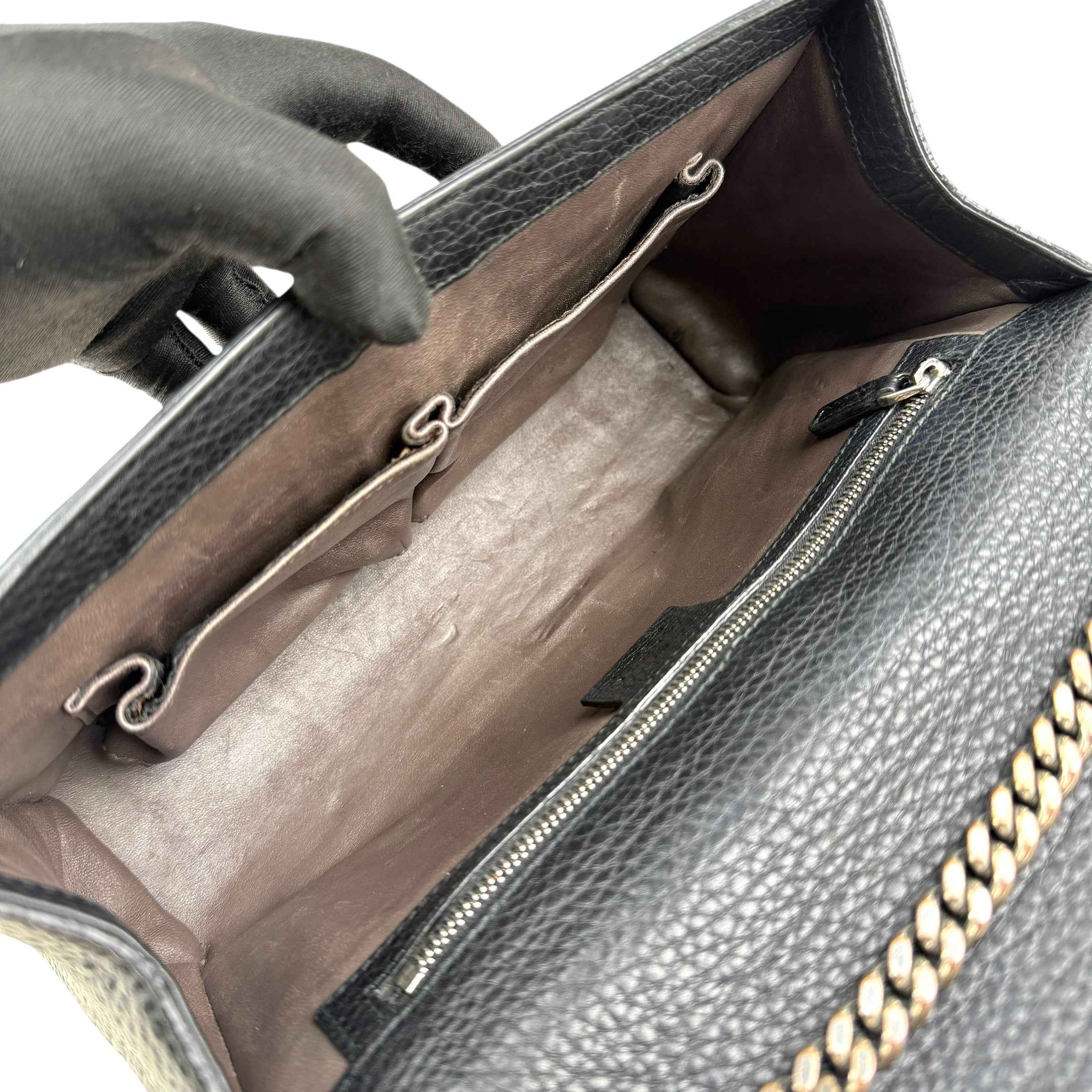 Gucci Black Studded Leather Miss Bamboo Shoulder Bag
