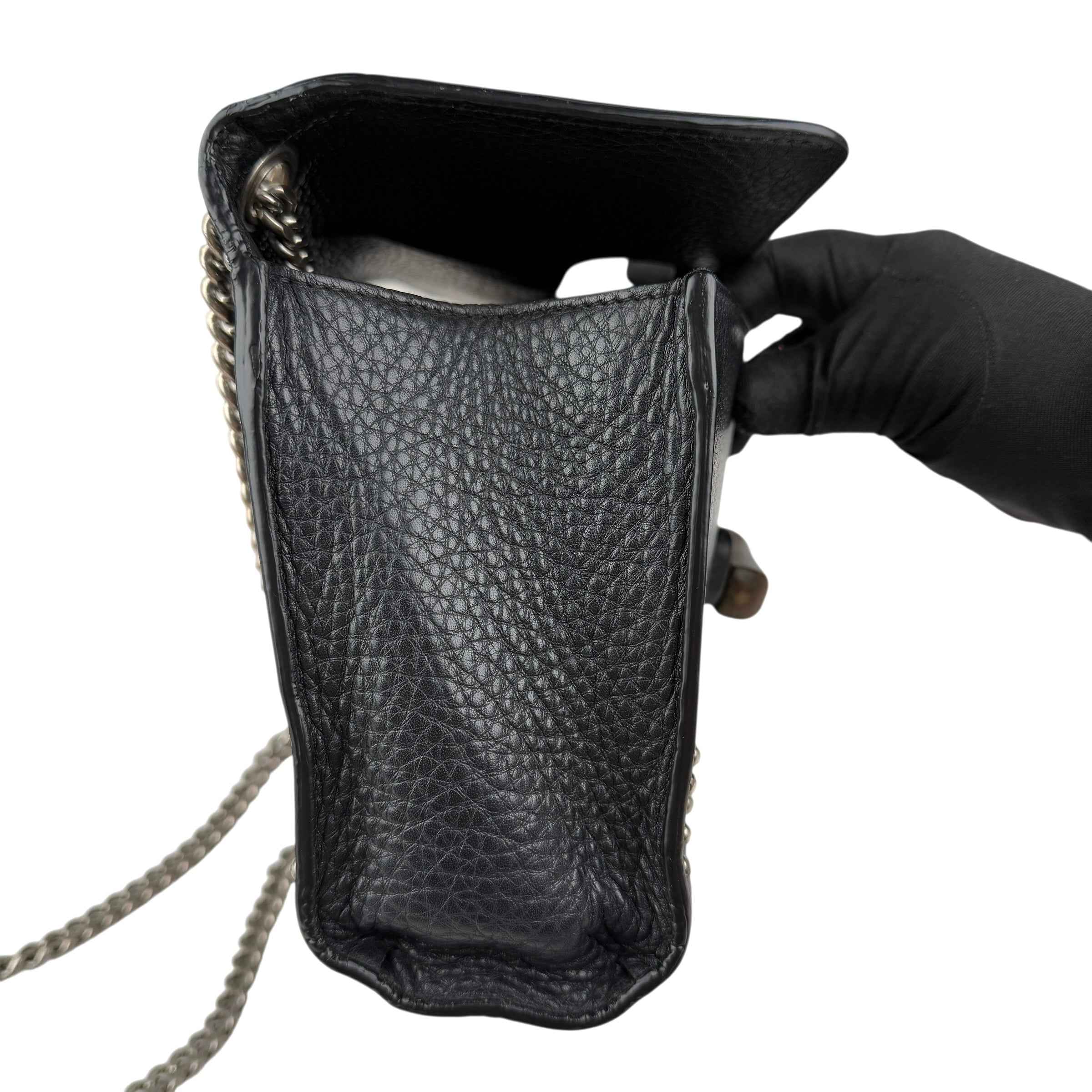 Gucci Black Studded Leather Miss Bamboo Shoulder Bag